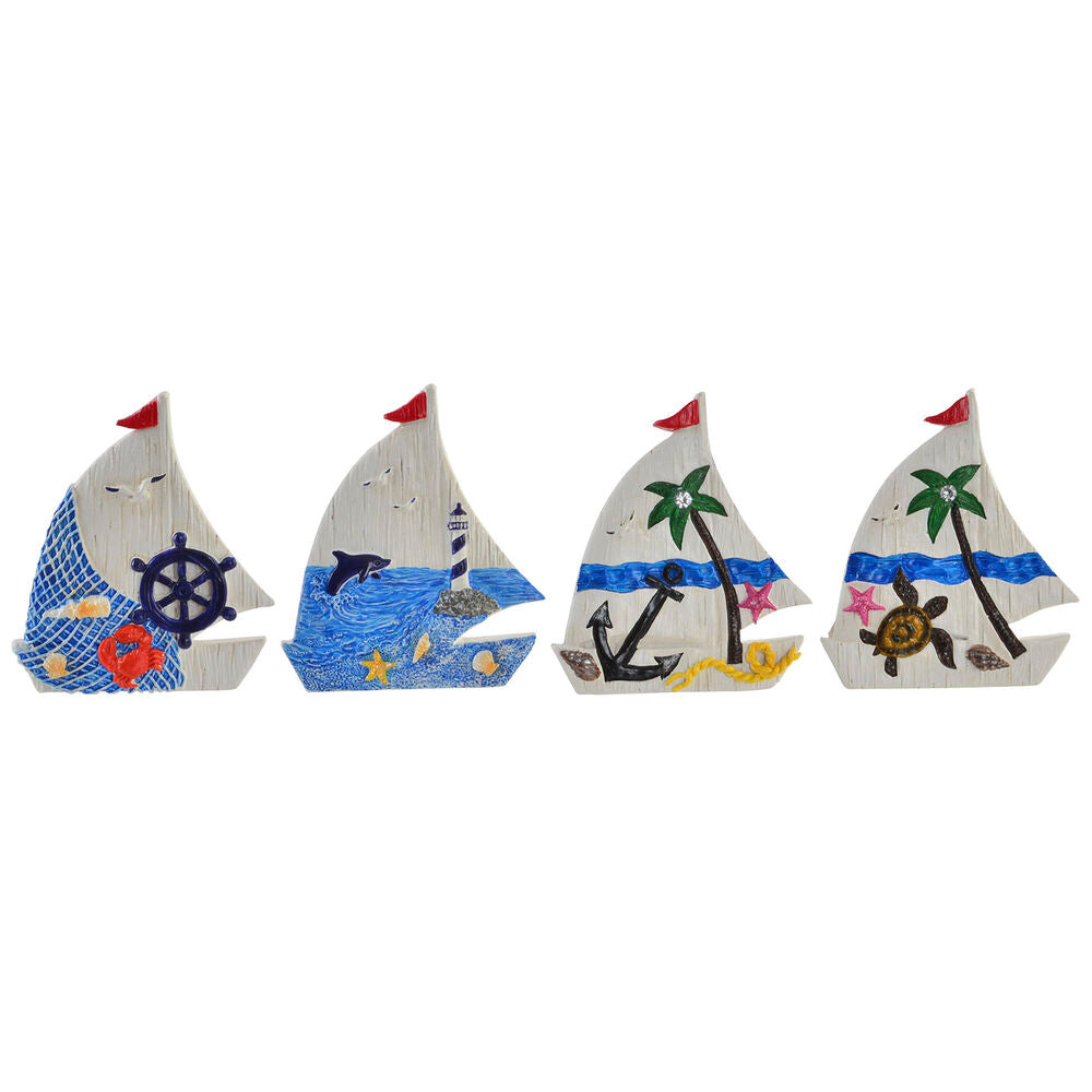 Íman DKD Home Decor Resina Barco (4 pcs)