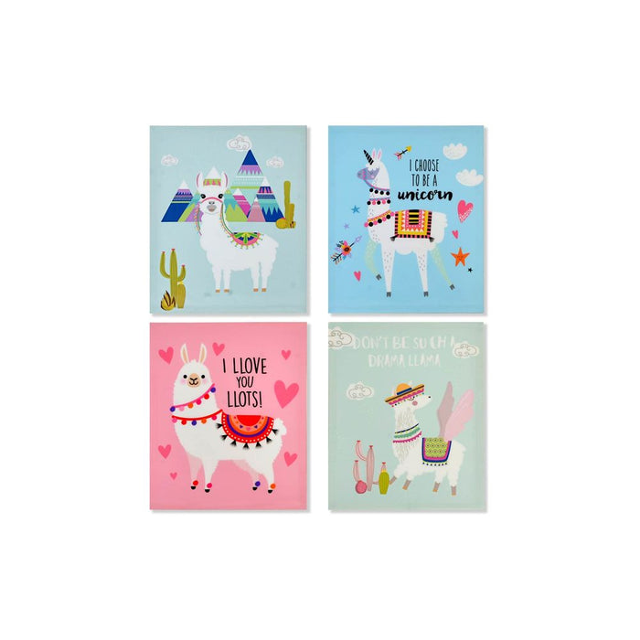 Pintura DKD Home Decor Tela Chama (4 pcs) (40 x 40 x 50 cm)