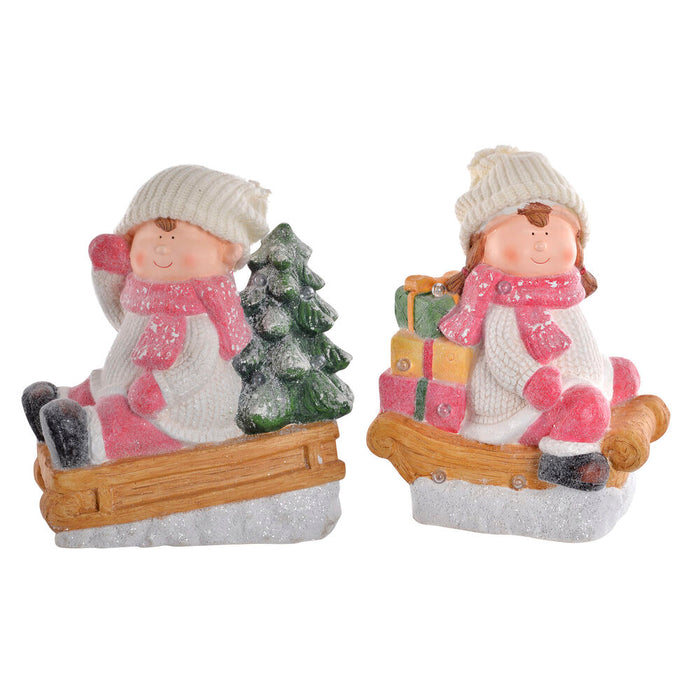 Figura Decorativa DKD Home Decor Fibra de Vidro Menino (2 pcs) (31 x 21 x 37 cm)