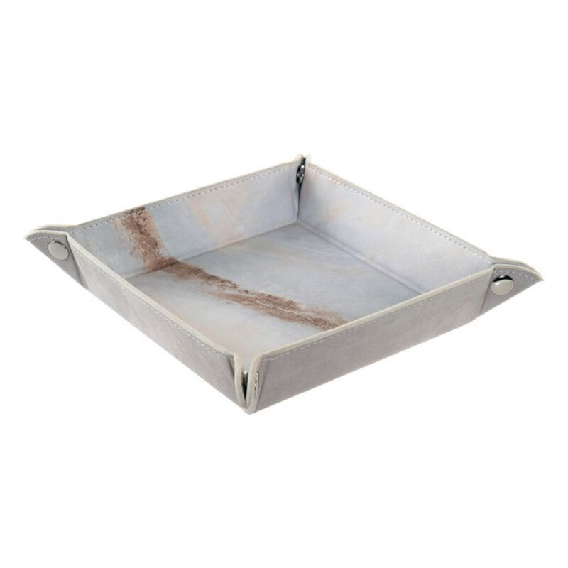 Tabuleiro de Bolso DKD Home Decor Poliuretano Metal Mármore Moderno (15 x 15 x 4 cm)