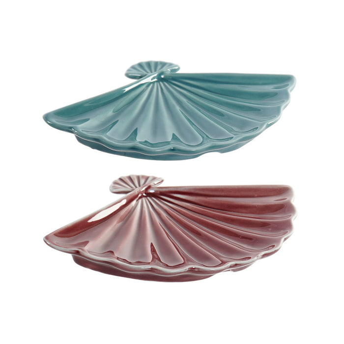 Tabuleiro de Bolso DKD Home Decor Leque Porcelana (2 pcs) (17 x 12 x 2 cm)