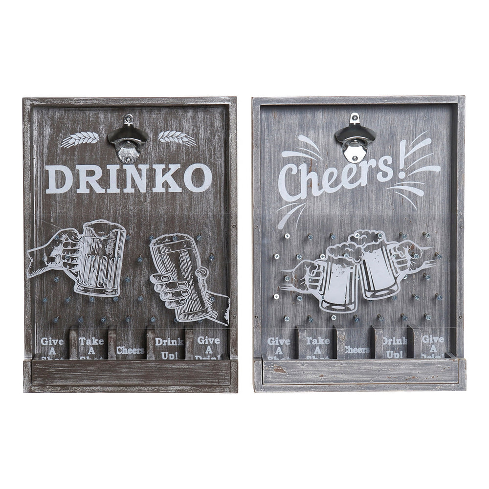 Abre-garrafas DKD Home Decor Cheers! Madeira MDF (2 pcs) (33 x 7 x 46 cm)