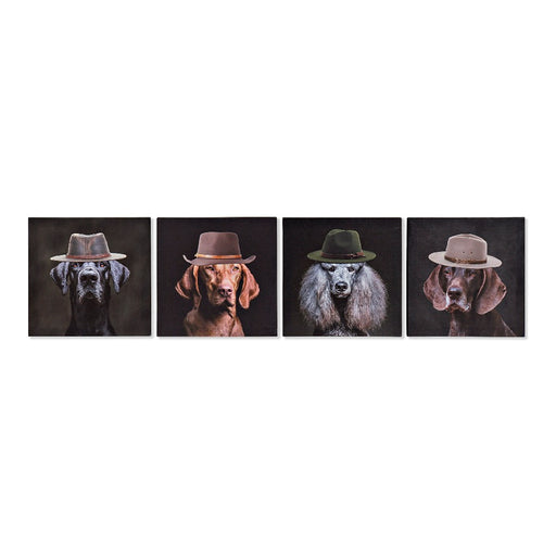 Pintura DKD Home Decor Cão Moderno 28 x 1.5 x 28 cm (4 pcs)