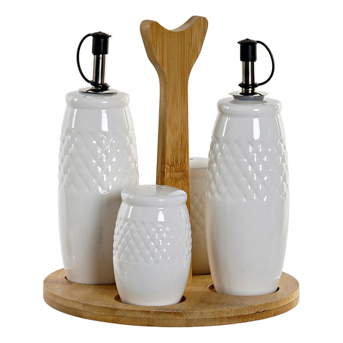 Galheteiro DKD Home Decor Bambu Porcelana (5 pcs)