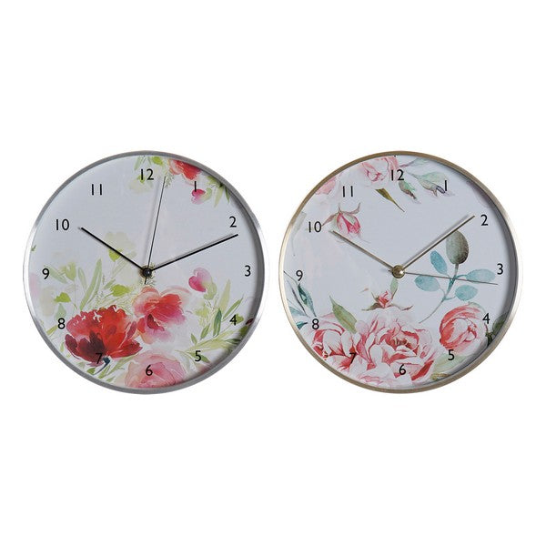 Relógio de Parede DKD Home Decor Bloemen (2 pcs)