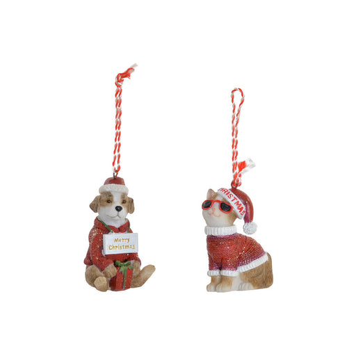 Decoração Suspensa DKD Home Decor Natal Resina (2 pcs) (4.5 x 3 x 7 cm)