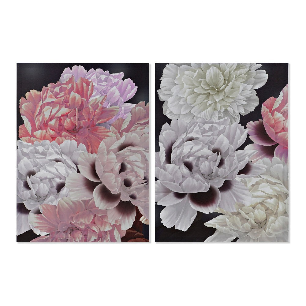 Pintura DKD Home Decor Flowers (50 x 1.8 x 70 cm)