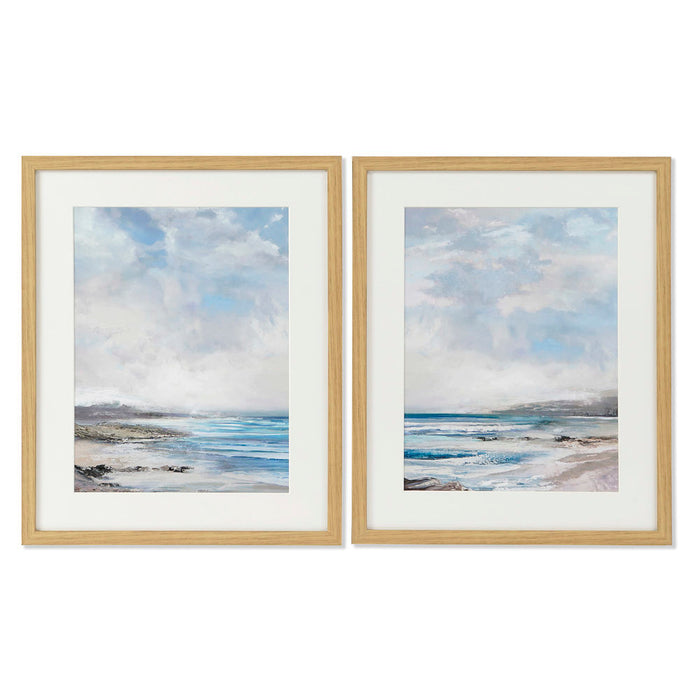 Pintura DKD Home Decor Cristal Tela Praia (2 pcs) (43 x 3 x 53 cm)