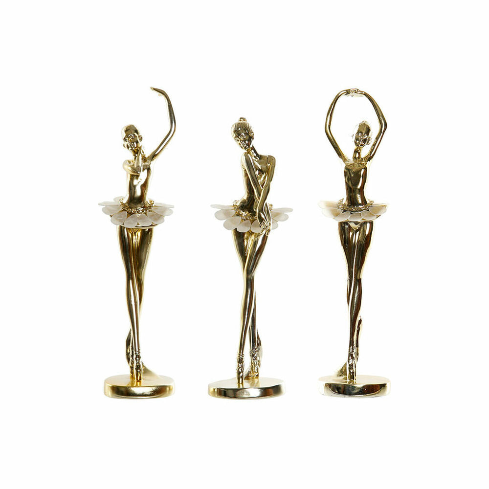 Figura Decorativa DKD Home Decor Bailarina Ballet Resina Glam (3 pcs)