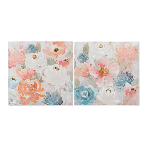 Pintura DKD Home Decor Flowers (80 x 3 x 80 cm)