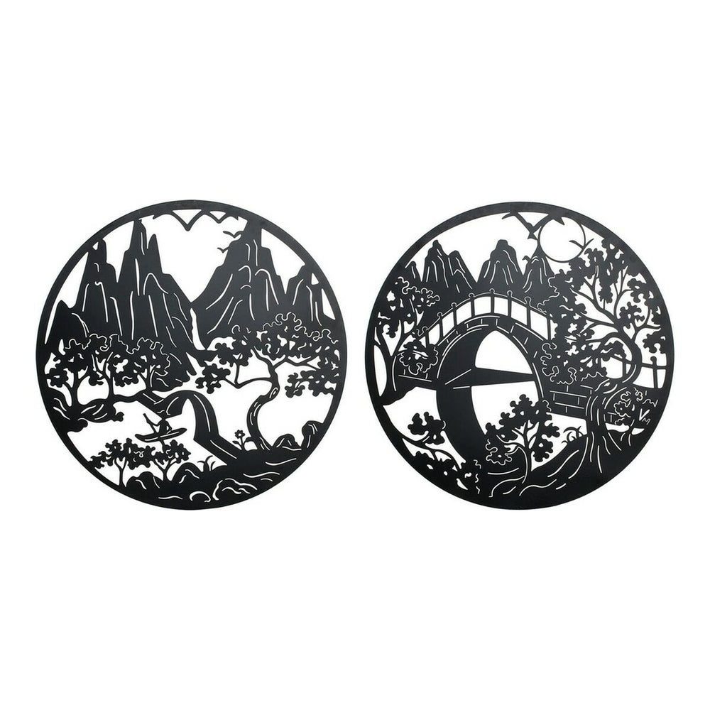 Figura Decorativa DKD Home Decor Paisagem Oriental Metal (2 pcs) (98 x 1 x 98 cm)