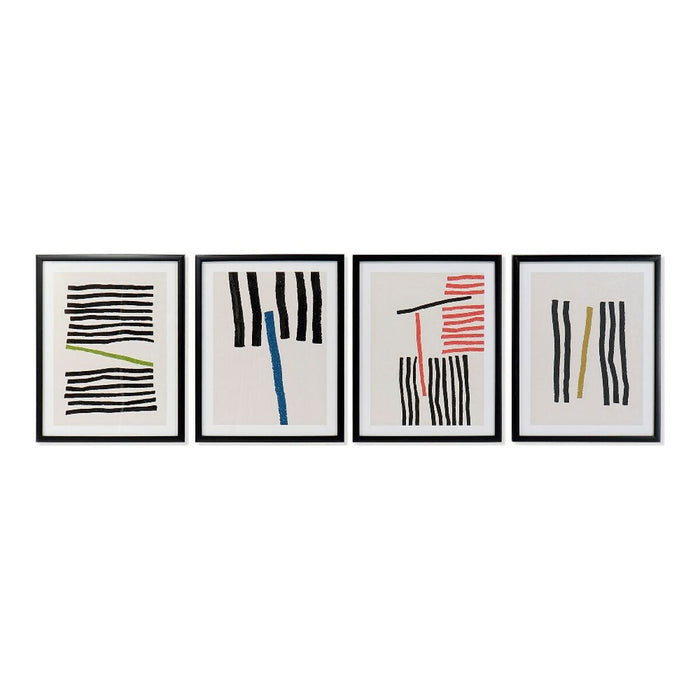 Pintura DKD Home Decor Lines Abstrato Moderno (35 x 3 x 45 cm) (4 Unidades)