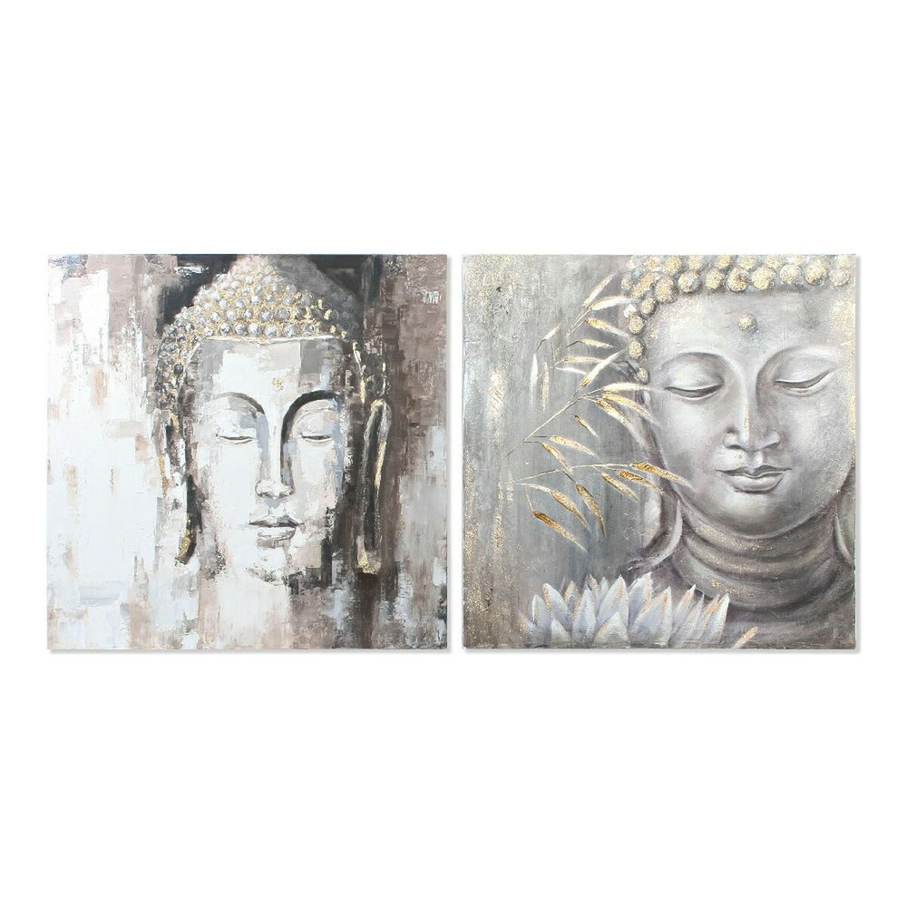 Pintura DKD Home Decor Buda Buda Oriental (100 x 3,8 x 100 cm) (2 Unidades)