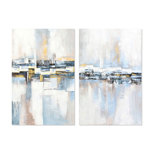 Pintura DKD Home Decor Tela Abstrato Madeira MDF (2 pcs) (80 x 3 x 120 cm)