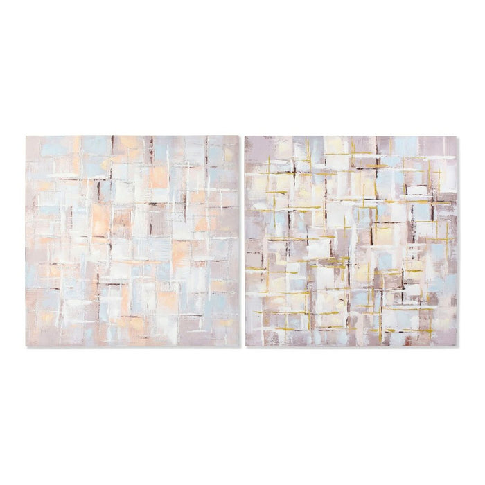 Pintura DKD Home Decor Squares Tela Abstrato Moderno (100 x 3 x 100 cm) (2 Unidades)