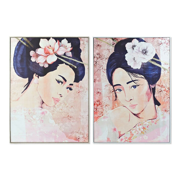 Pintura DKD Home Decor CU-179961 Tela Gueixa Oriental (103,5 x 4,5 x 144 cm) (2 Unidades)