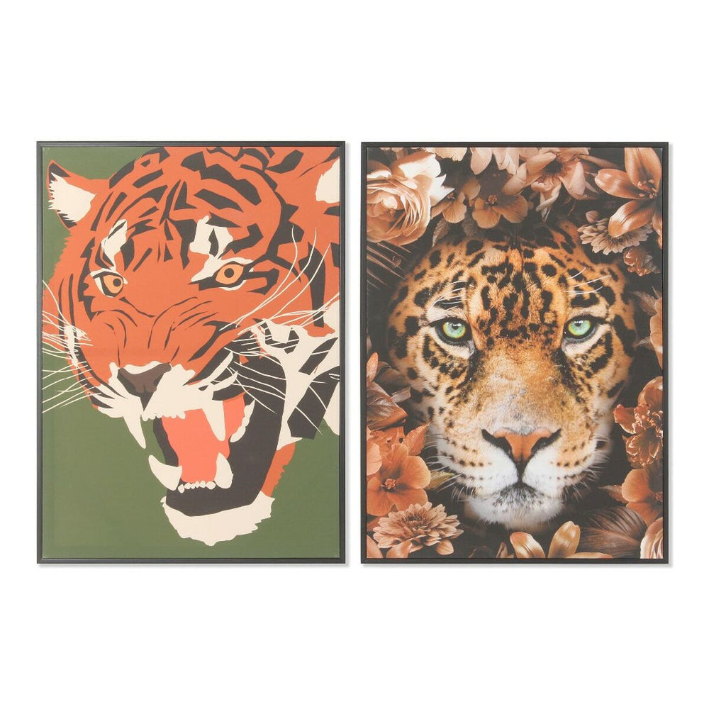 Pintura DKD Home Decor S3013690 Tela Tigre Moderno (52 x 2,7 x 72 cm) (2 Unidades)