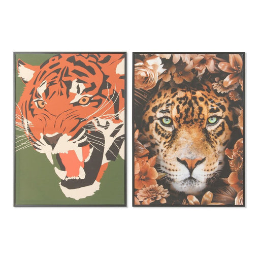 Pintura DKD Home Decor S3013690 Tela Tigre Moderno (52 x 2,7 x 72 cm) (2 Unidades)