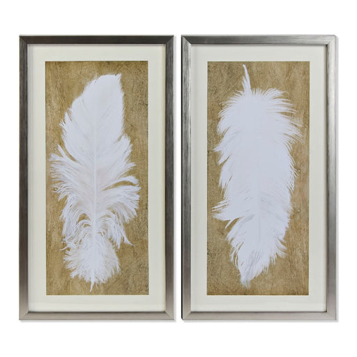 Pintura DKD Home Decor Pluma Plumas (2 pcs) (44 x 4 x 84 cm)