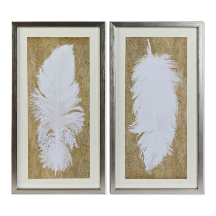 Pintura DKD Home Decor Pluma Plumas (2 pcs) (44 x 4 x 84 cm)