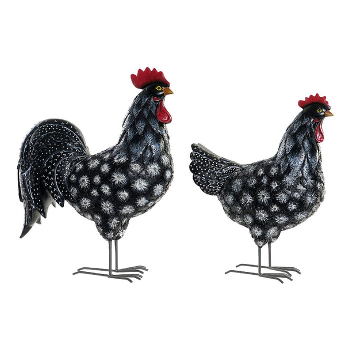 Figura Decorativa DKD Home Decor Metal Resina Galinha (2 pcs)