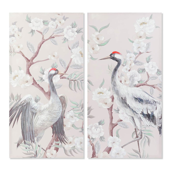 Pintura DKD Home Decor Tela Vogel (2 pcs) (60 x 3 x 120 cm)