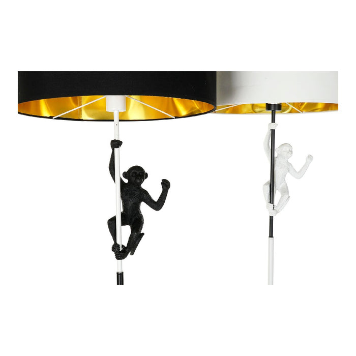 Luminária de chão DKD Home Decor Branco Preto Poliéster Metal Resina Dourado Macaco (2 pcs) (44 x 44 x 166 cm)