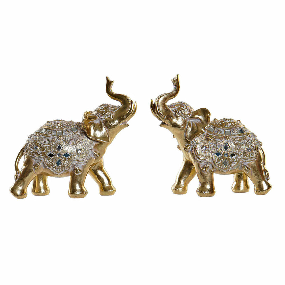 Figura Decorativa DKD Home Decor Resina Colonial Espelho Elefante (2 pcs)