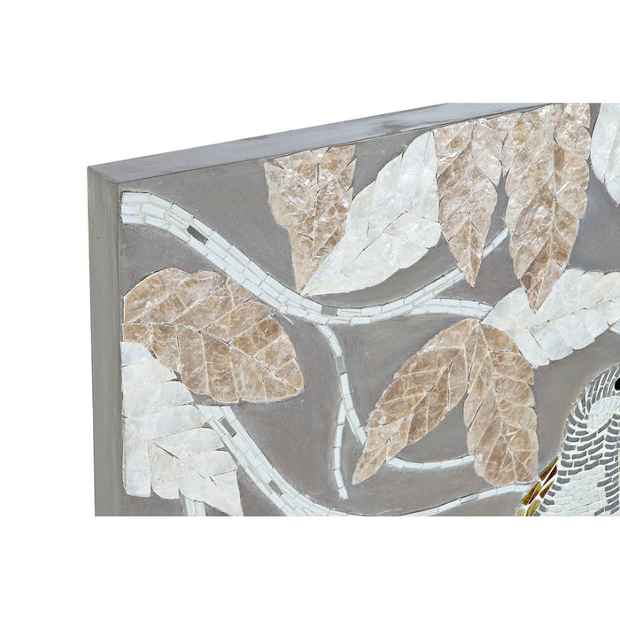 Tela DKD Home Decor Cristal Folhas Madeira MDF (90 x 4 x 70 cm)