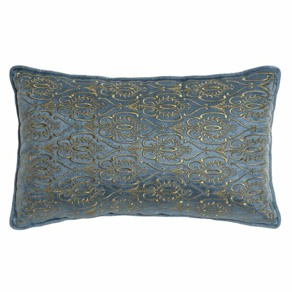 Almofada DKD Home Decor 8424001850396 Azul Dourado Poliéster Veludo Alumínio (50 x 10 x 30 cm)