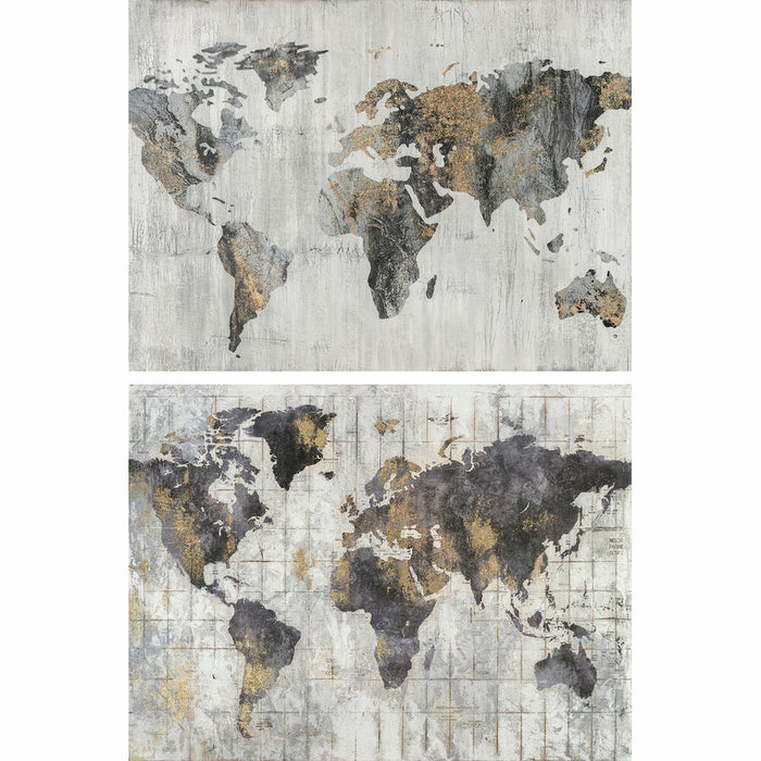 Pintura DKD Home Decor Mapa do Mundo (120 x 4 x 90 cm) (2 Unidades)