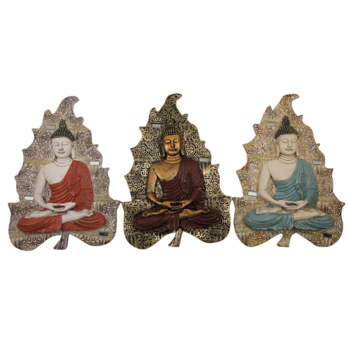 Decoração de Parede DKD Home Decor Buda Resina (19 x 3.1 x 26.5 cm) (3 pcs)