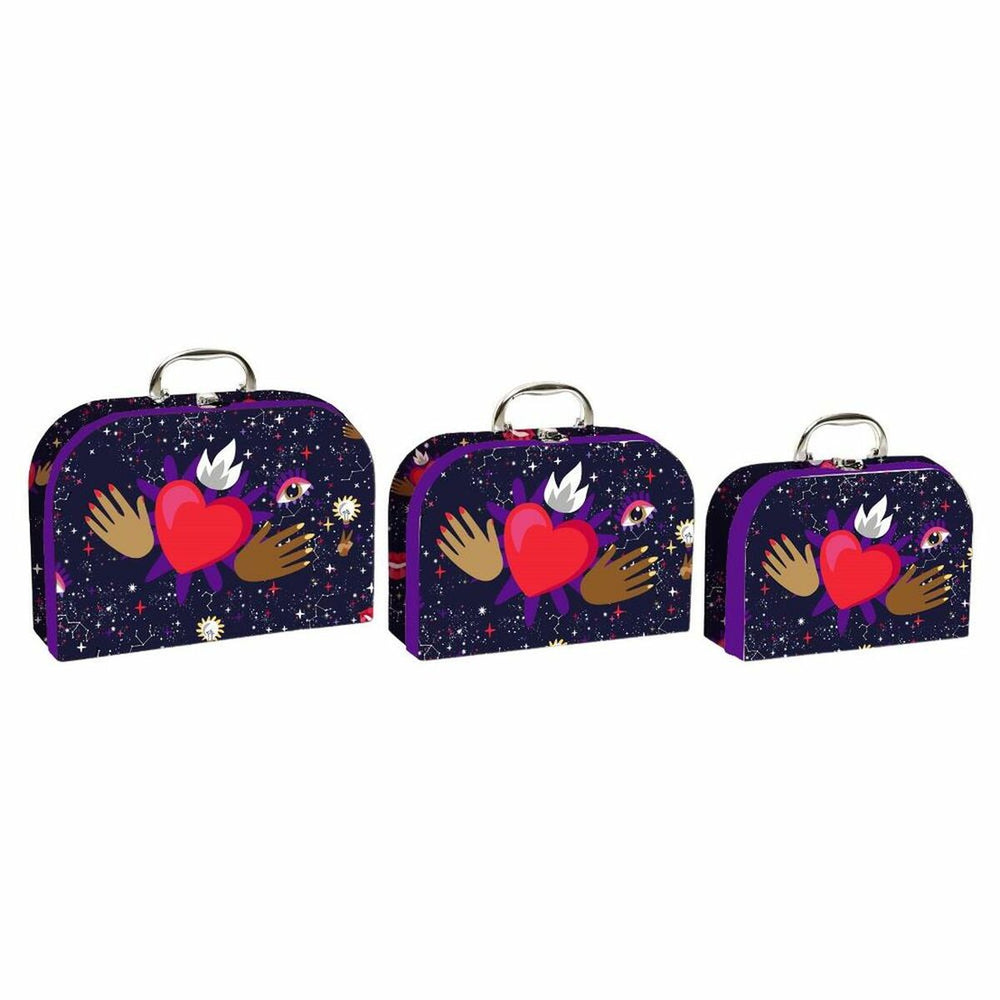 Jogo de Caixas Decorativas DKD Home Decor Metal Cartão (3 pcs) (28 x 9.5 x 20 cm)