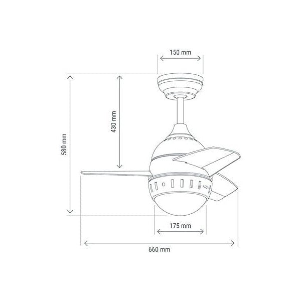 Ventilador de Teto com Luz Techbrey Modern 40W A+ 7W 490 Lm (Branco Quente 3000K - 3500K)