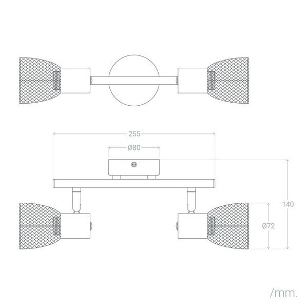 Candeeiro de teto Ledkia Grid 2 Preto 25W (255x140 mm)