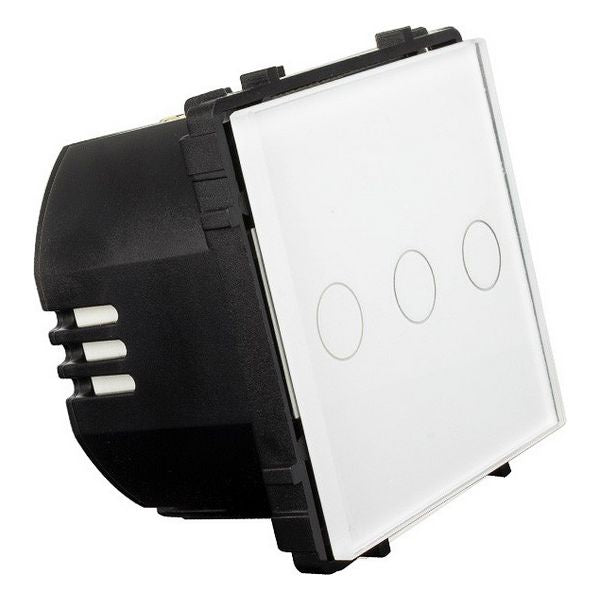 Interruptor triplo Ledkia Modern 5169 Tátil Cristal PC