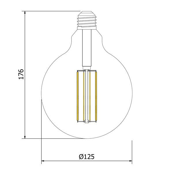 Lâmpada LED Ledkia Gold Supreme G125 E27 6W A++ 550 lm