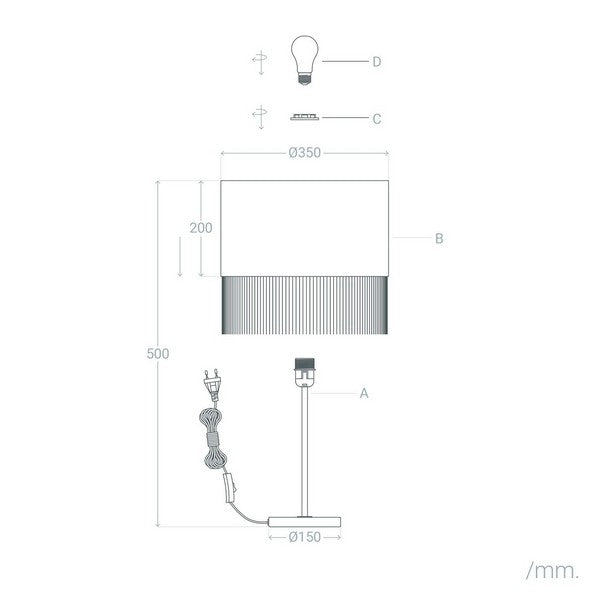 Lâmpada de Mesa Ledkia Alarch Verde Metal E27 (500x350 mm)