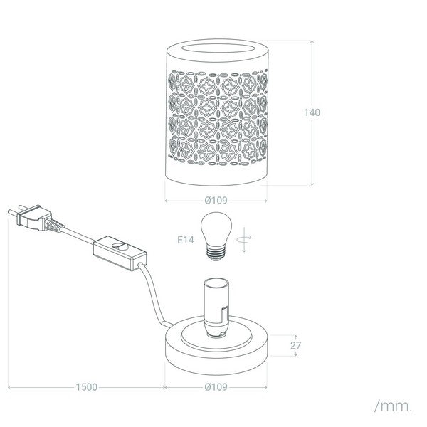 Lâmpada de Mesa Ledkia Kibo Branco Cerâmica E14 40W (110x110x170 mm)