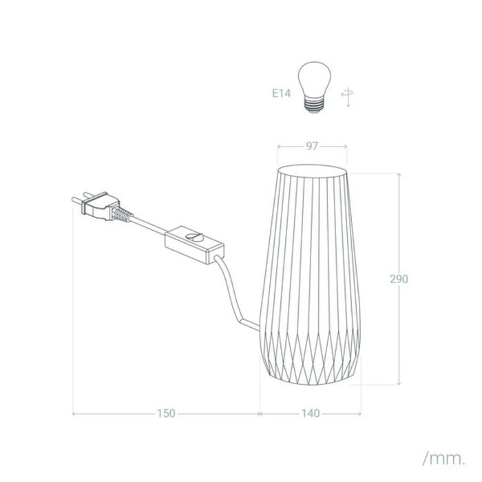 Lâmpada de Mesa Ledkia Teide Branco Cerâmica Porcelana 40W