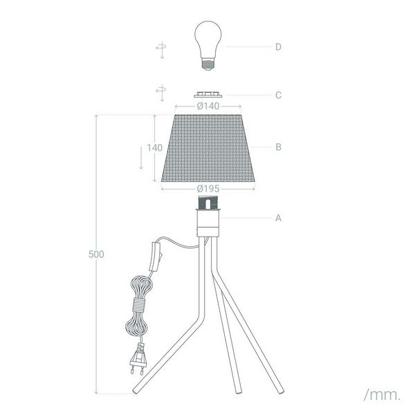 Lâmpada de Mesa Ledkia Huokonen Madeira E27 Madeira (270x500 mm)