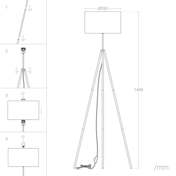 Luminária de chão Ledkia Habari Alumínio 40 W (1510x620x620 mm)