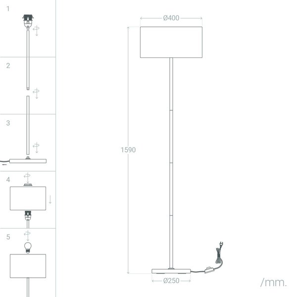 Luminária de chão Ledkia Silinda Metal 40 W (1595x400x400 mm)