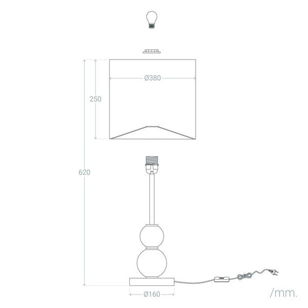 Lâmpada de Mesa Ledkia Teine Cinzento Cristal 25W