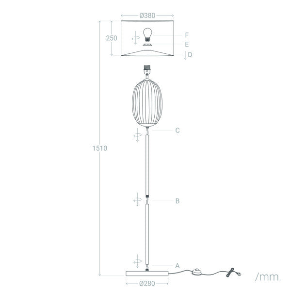 Luminária de chão Ledkia Menina Metal Cristal (380x380x1500 mm)