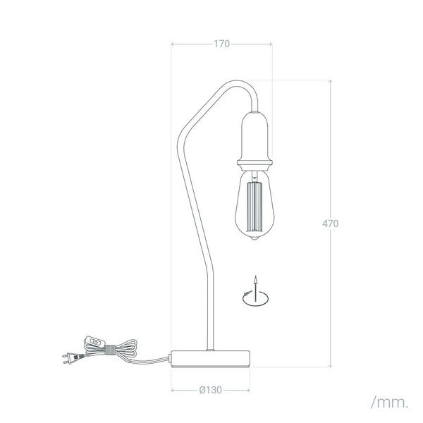 Lâmpada de Mesa Ledkia Gerard Preto Alumínio E27 (470x130x170 mm)