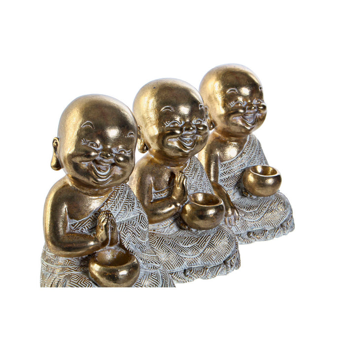 Figura Decorativa DKD Home Decor Resina Monge (3 pcs) (9.5 x 8 x 14.5 cm)