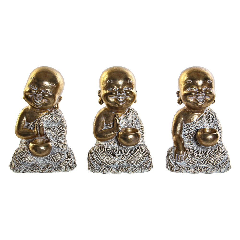 Figura Decorativa DKD Home Decor Resina Monge (3 pcs) (9.5 x 8 x 14.5 cm)