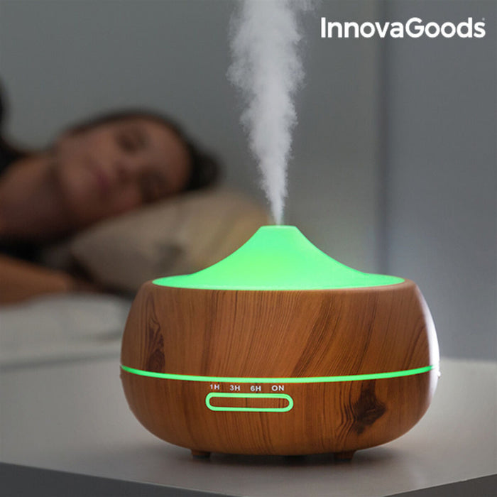 Humidificador Difusor de Aromas com LED Multicores Wooden-Effect InnovaGoods