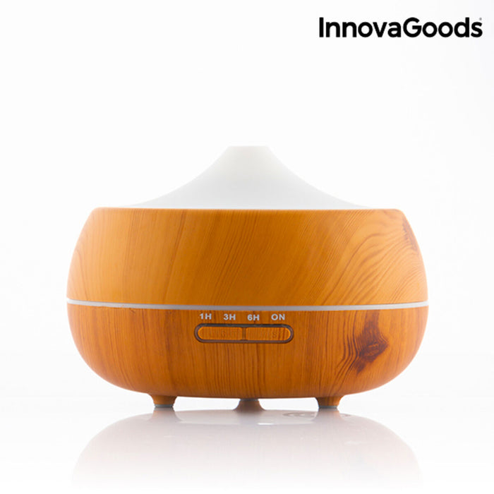 Humidificador Difusor de Aromas com LED Multicores Wooden-Effect InnovaGoods